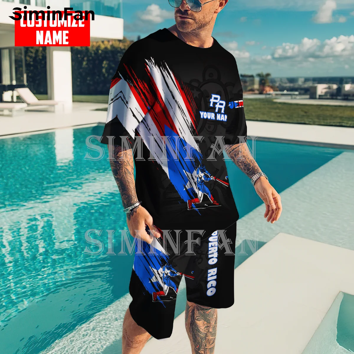 

Baseball Puerto Rico 3D Printed Men T-Shirt Board Short Set Summer Male Suit Casual Tee Top Black Tracksuit Two-Piece Sportswear