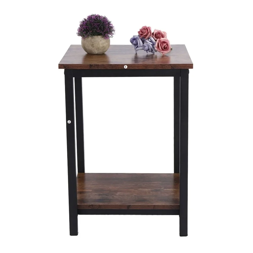 Simple Double Layer Storage Cabinet Side Industrial Coffee End Table for Living Room Bedroom