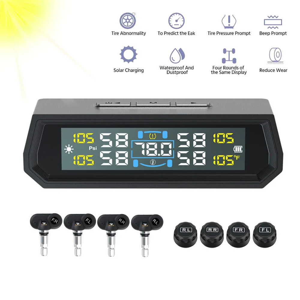 

​ Система контроля давления в автомобильных шинах 0-5 бар, универсальная система автомобильной температуры с дисплеем USB/солнечного TPMS, системы автоматической охранной сигнализации