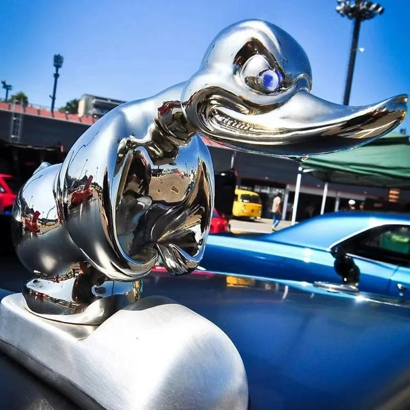Hood Angry Duck Car Front Ornament Motorcycle Resin Decoration Duck Painting Electroplating Angry Duck Car Front Craftsmanship
