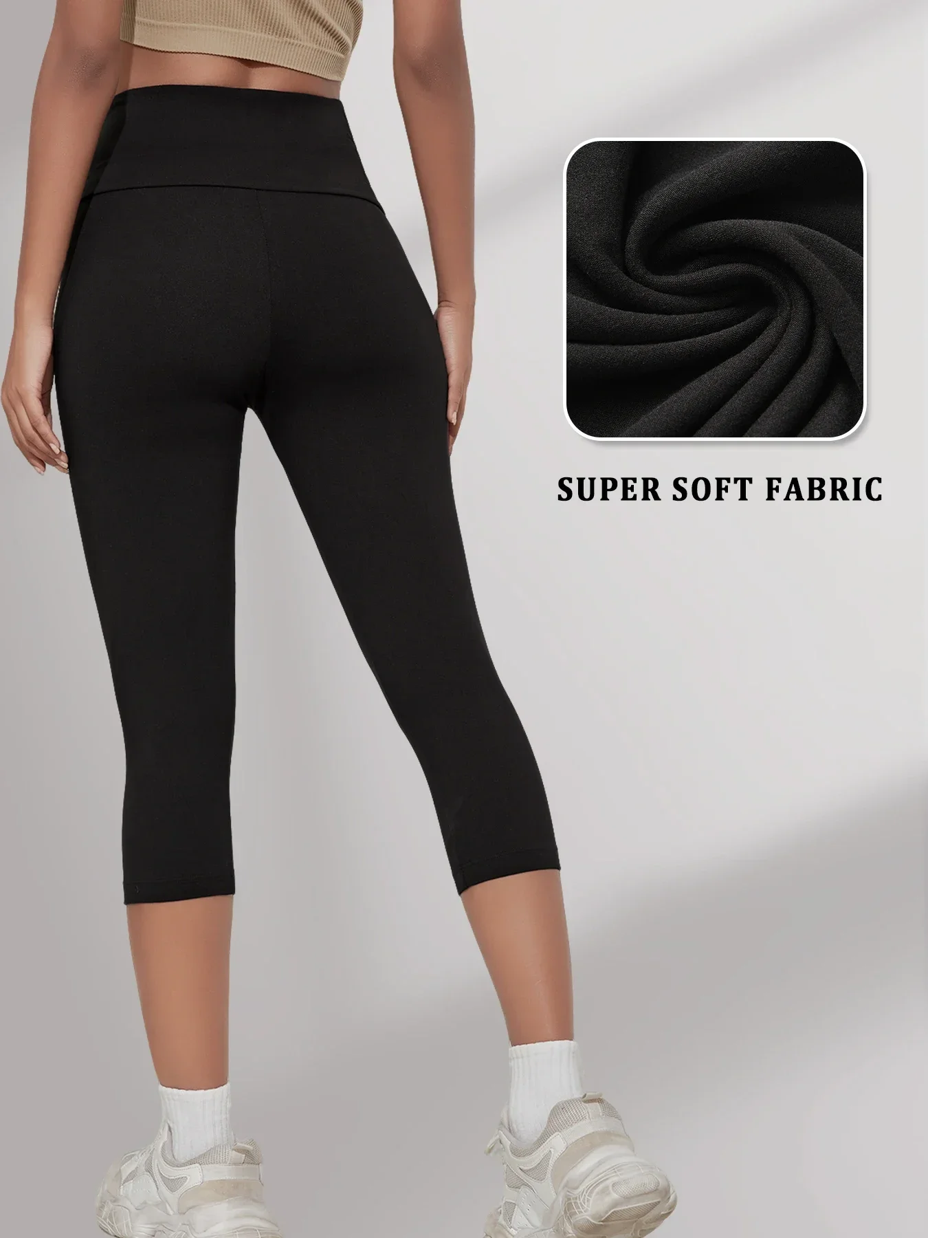 Women's High Waisted Capri Pants Super Soft No See Through Workout Yoga Running Athletic Push Up Gym Fitness Leggings