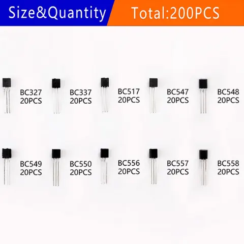 Комплект из 200 транзисторов серии TO-92 по 20 штук каждого из 10 типоразмеров BC327, BC337, BC517, BC547, BC548, BC549, BC550, BC556, BC557, BC558 топ 8 bc337 - №3