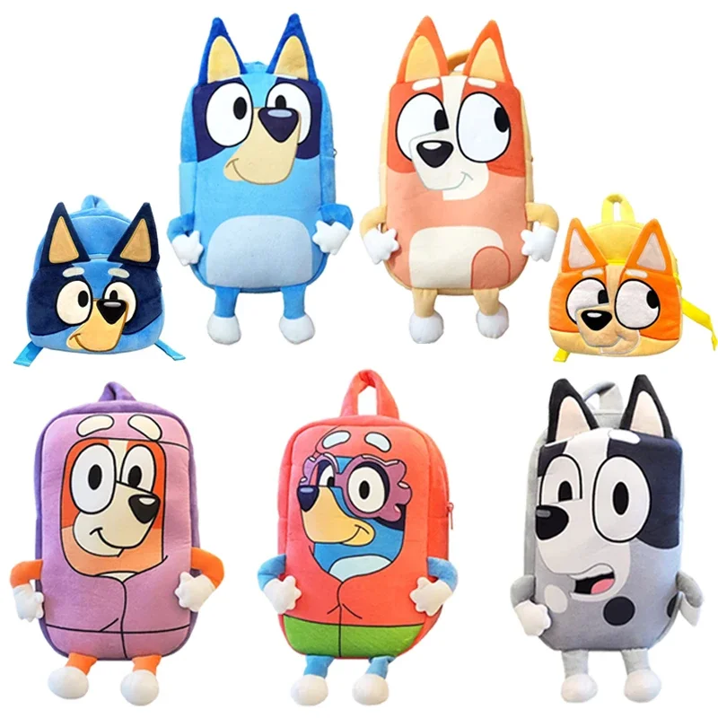 Bluey Schoolbag Cartoon Bingo Plush Kindergarten Backpack Family Backpack Picnic Travel Photo Snack Bag Children Gifts