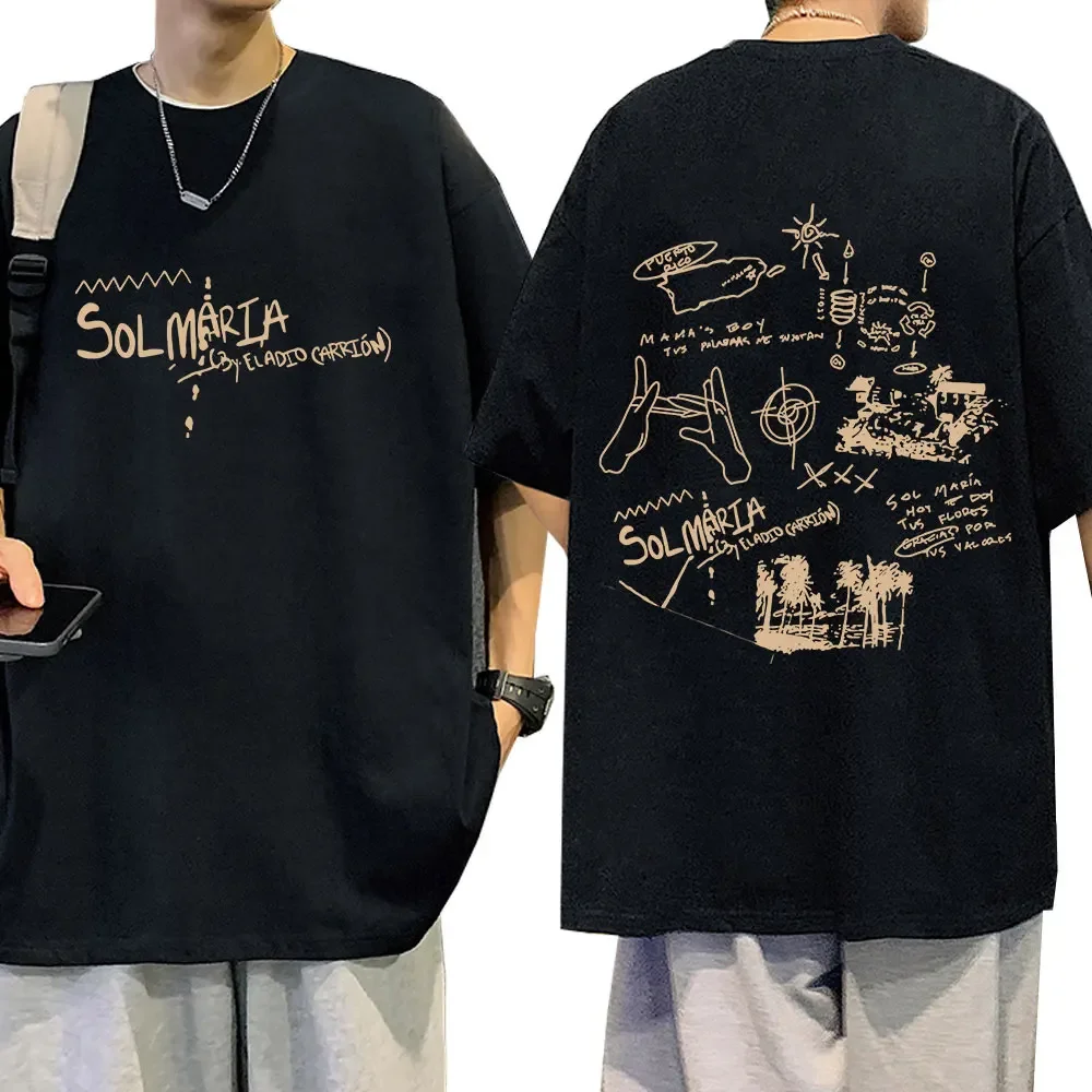 

Eladio Carrion Sol Maria printed T-shirt men's summer 100% cotton fashion hip-hop loose breathable short-sleeved T-shirt