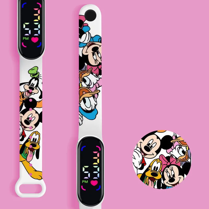 Cartoon Disney Mickey Children's Watch Children's Sports Bracelet Waterproof Men's Boy LED Stitch Watch Student Clock