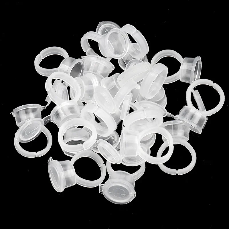 50PCS Tattoo Pigment Tinte Ring Tassen Wimpern Verlängern Kleber Halter Container Mit Deckel Abdeckung Kappe Permanent Make-Up Microblading Werkzeug