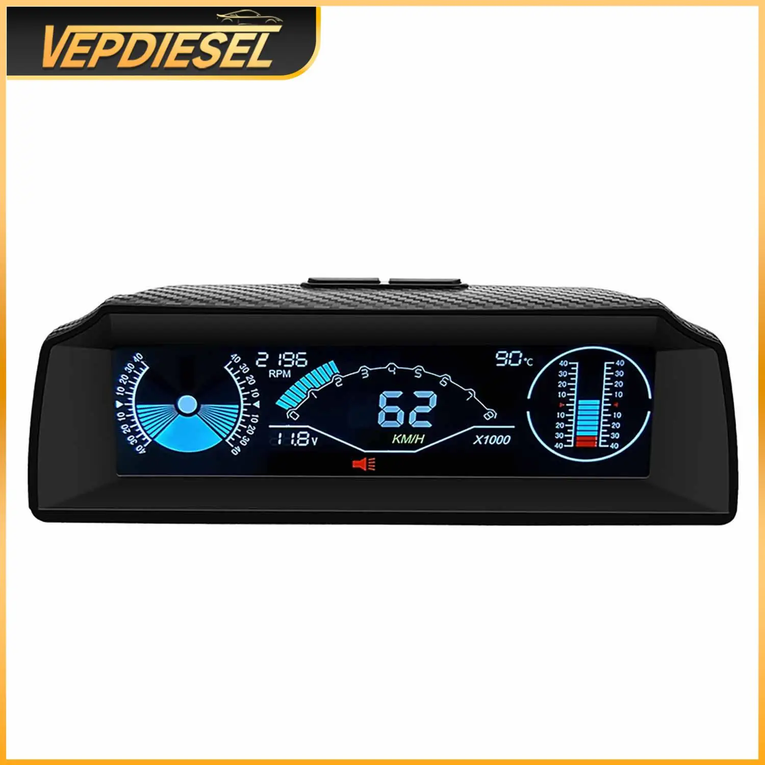 1Pcs Car OBD2 Multi-function Gauge HUD Head-Up-Digital Speedometer Slope Display Automotive Specialty Parts