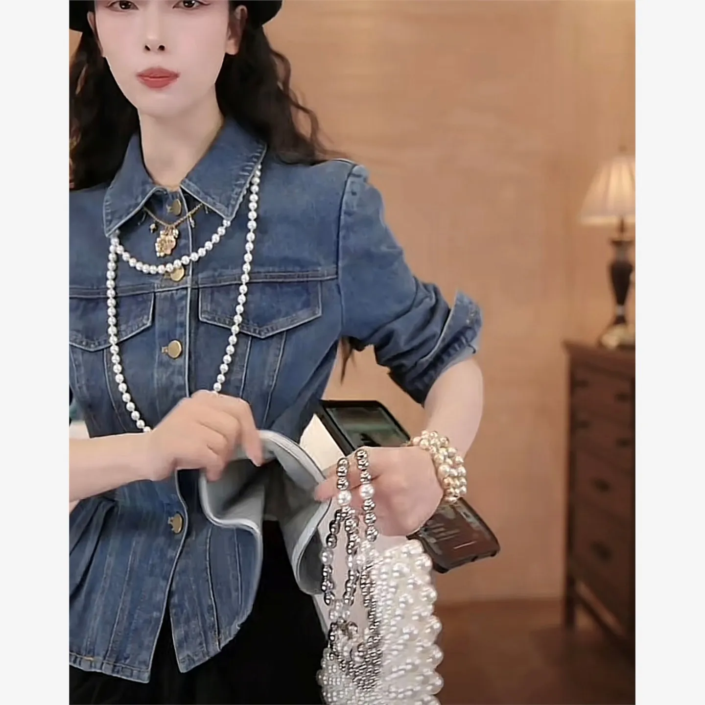 Lose lässige blaue Denim Irt Damen Long Sve Autumn New Sle Faionable Vielseitiges Top Loose Fit klassischer Kragen C...