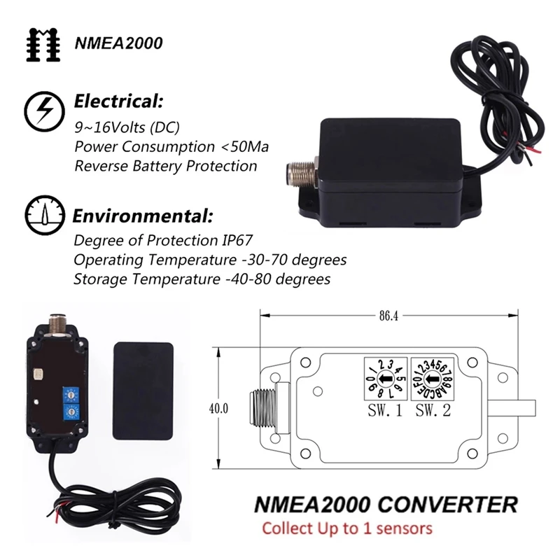 2X NMEA2000 Converters Fit For Boat Yacht Tank Gauge CX5001 NMEA 2000 Converters Marine Accessory Tool Boat Parts