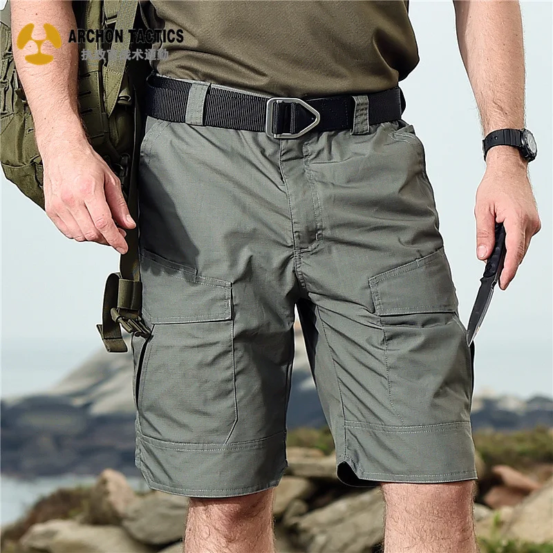 Hot Sale Men\'s Outdoor Camping Cargo Shorts Running Cycling Summer Half Pants Multi Pockets Male Training Commuter Knee Pants