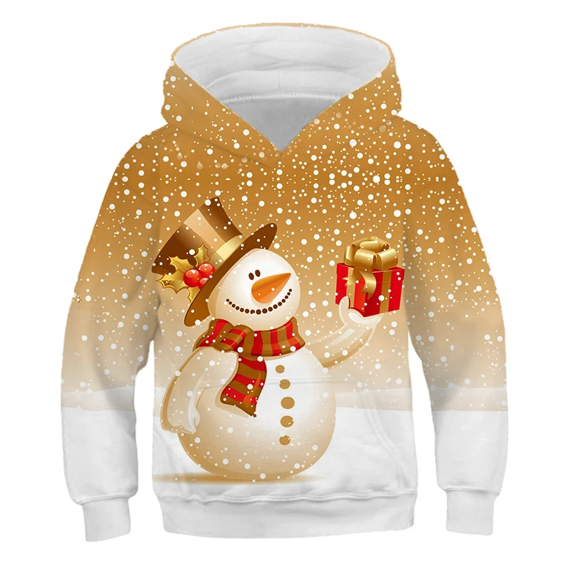 Kawaii Hoodies Christmas 3D Print Santa Snowmen Sweatshirts Boys Girls Hooded Pullovers Kids Fashion Oversized Hoodie Tracksuits