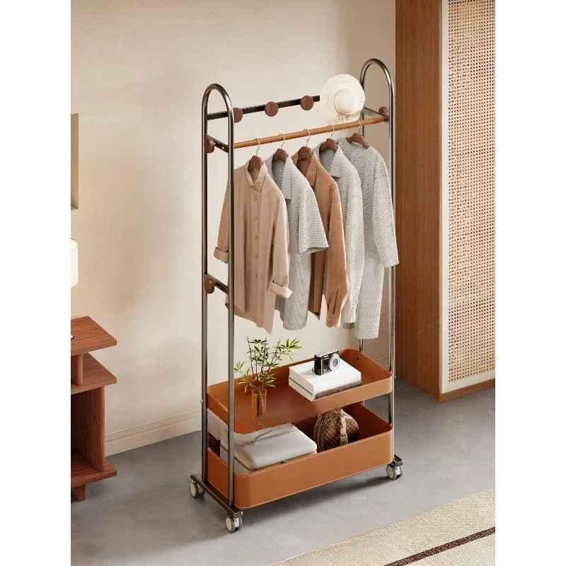 

Medieval style movable floor-to-ceiling multi-functional coat rack storage rack high-end bedroom home