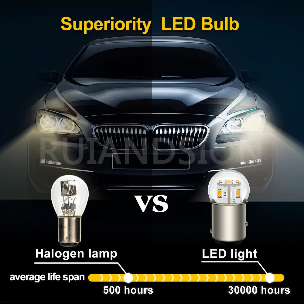 1156 1157 Lampu LED BA15S BAY15D P21W Lampu Rem Sinyal Belok 6V 12V 24V 48V Lampu Belakang Motor Mobil Lampu Mundur 3014SMD Putih Hangat