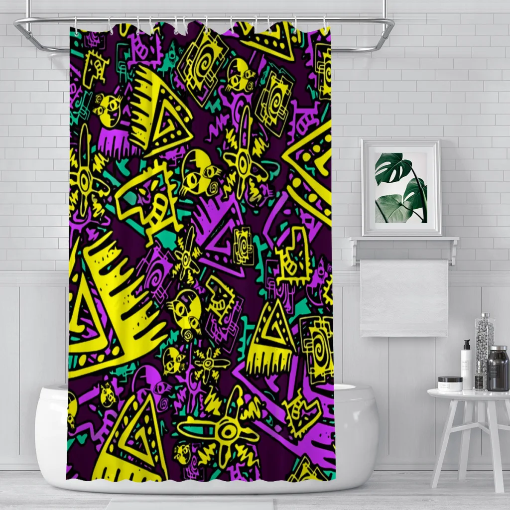 Funky Urban Pattern Bathroom Shower Curtains Hip Hop Graffiti Street Art Waterproof Partition Home Decor Bathroom Accessories