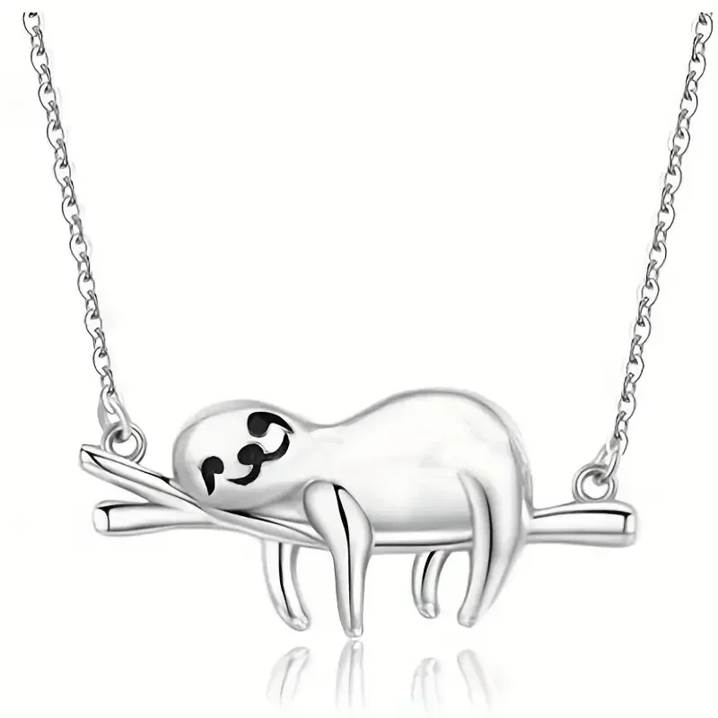 2024 Cute Tree Sloth Pendant Necklace for Women New Creative Animal  Daily Wear Party Statement Jewelry Fancy Gift