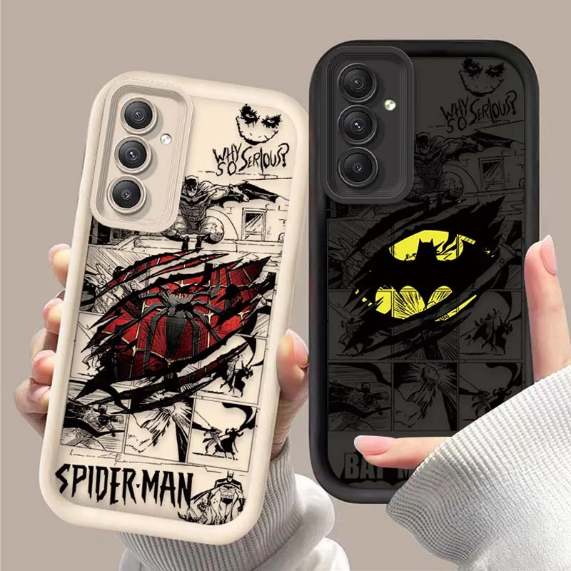 Marvel Spider Man Batmans Case for Samsung Galaxy S25 S24 S23 Ultra S22 S21 Plus FE 5G A54 A34 A14 A73 A53 A33 5G Silicone Cover