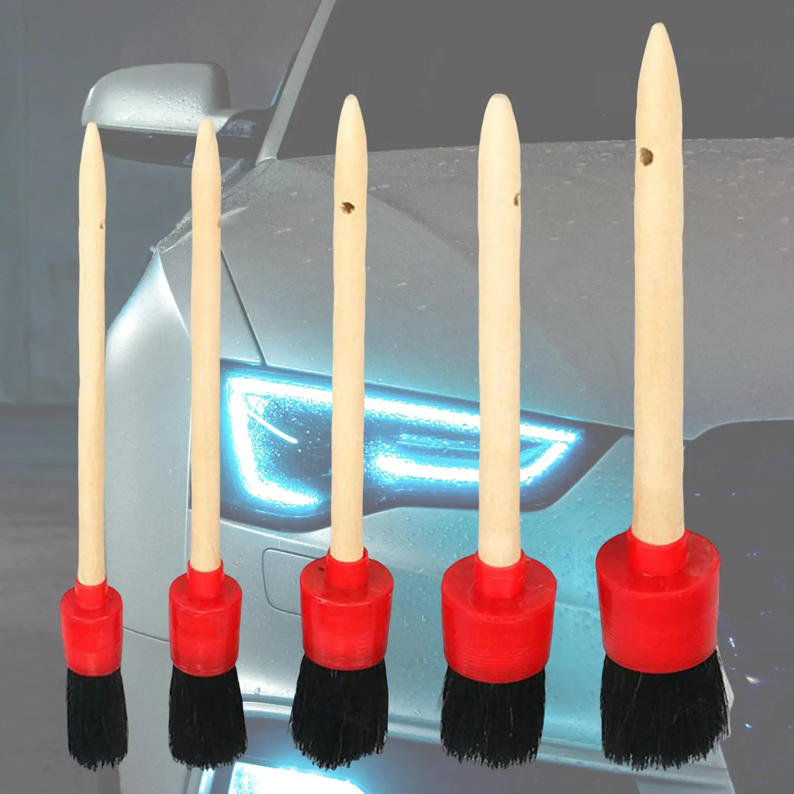 5x Car Detail Brush Different Sizes for Cleaning Wheels Leather Practical