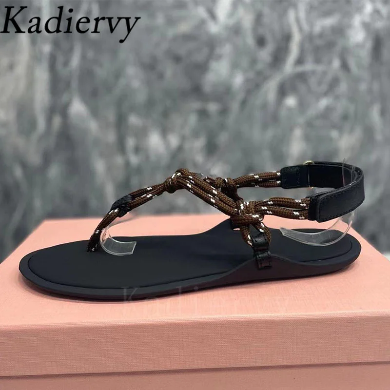 New Flat Sandals Woman Flip Flop Hemp Braided Casual Holiday Beach Shoes Woman Summer Sandals For Women Sandalias Mujer