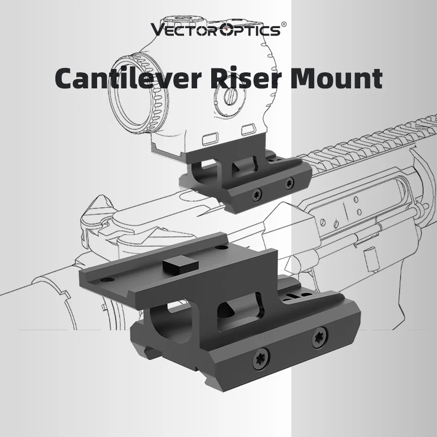 Cantilever Riser Mount – 21mm Saddle Height, T1/T2 Footprint, Lightweight 6061-T6 Aluminum, Picatinny Compatible