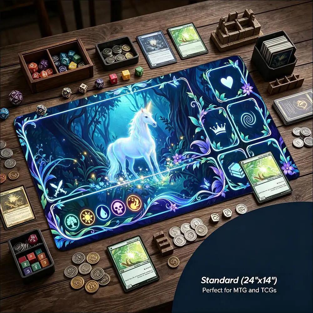 Tree Ent Forest Spirit Magical Blue Glowing Orb Mana Nature Large Gaming Playmat Non Slip Rubber Base XXL Desk Mat for Laptop