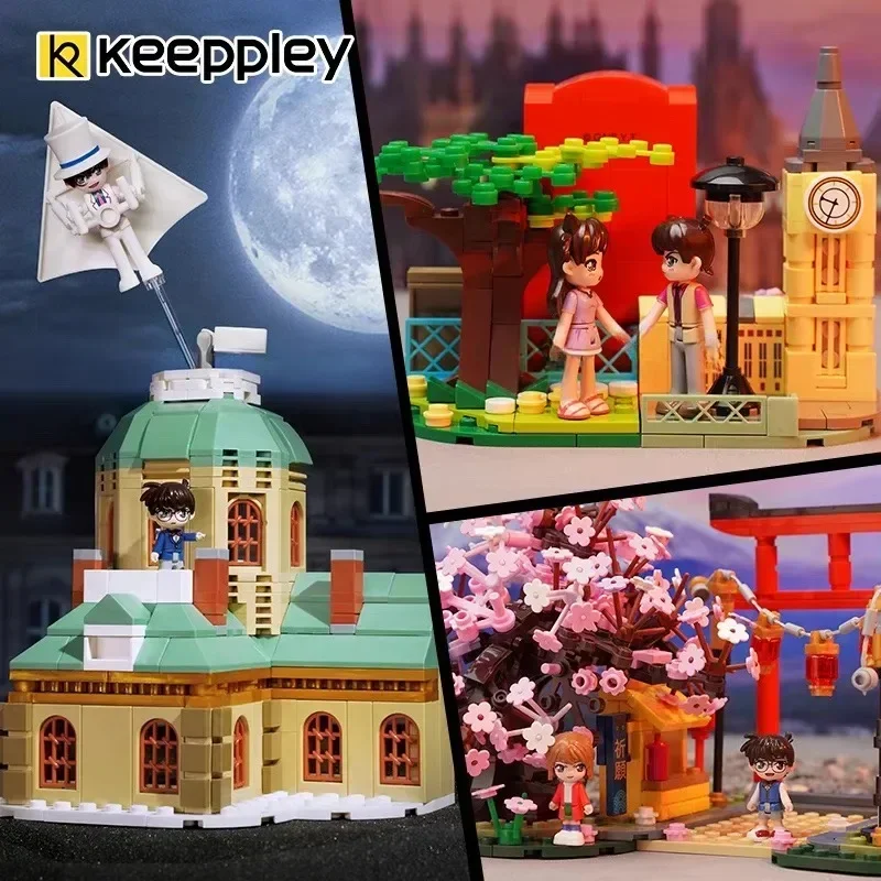 Keeppley Detective Conan Assembly Building Blocks Confession Street Corner Classic Scene Assembly Toy Model Holiday Gift