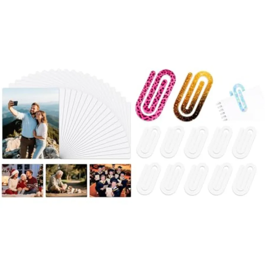 

Набор Joyclub: 20 алюминиевых заготовок для сублимации фото и 12 акриловых больших зажимов для бумаги (зажимы-книгодержатели) оптом