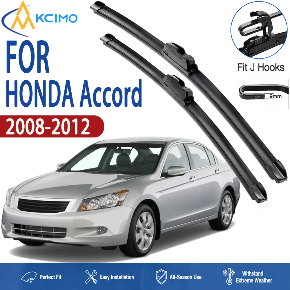 

24"+22" U/J Hook Wiper Blade Set For Honda Accord 8th 2008-2012 Durable Boneless Wipers Clear Quiet Stable Clean Vision