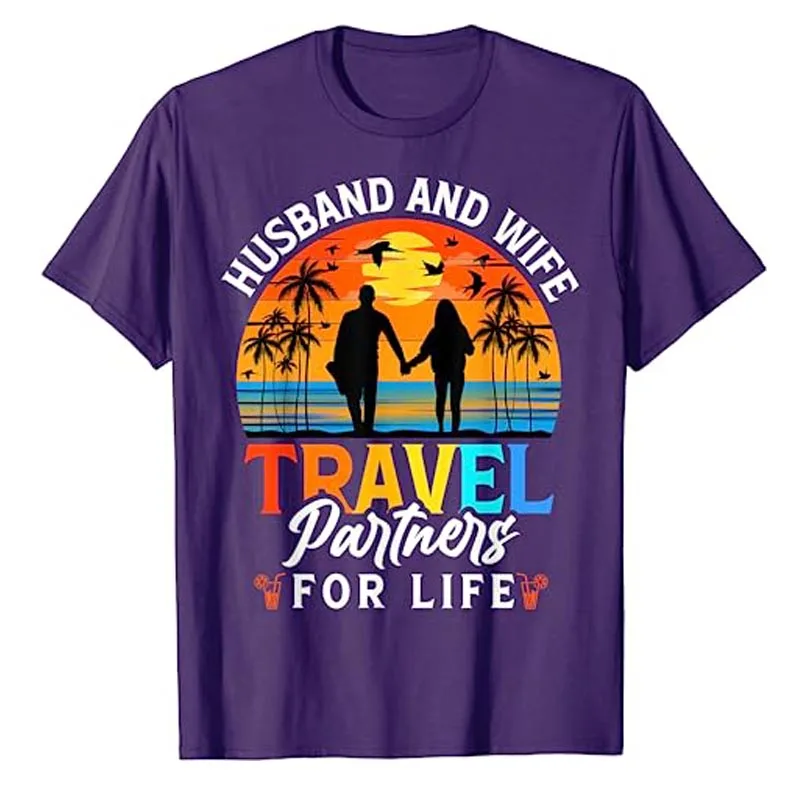 Cruise Ship Husband and Wife Cruising Partners for Life T-Shirt Life Cruise Trip Squad Graphic Tee Tops Vacation Holiday Clothes