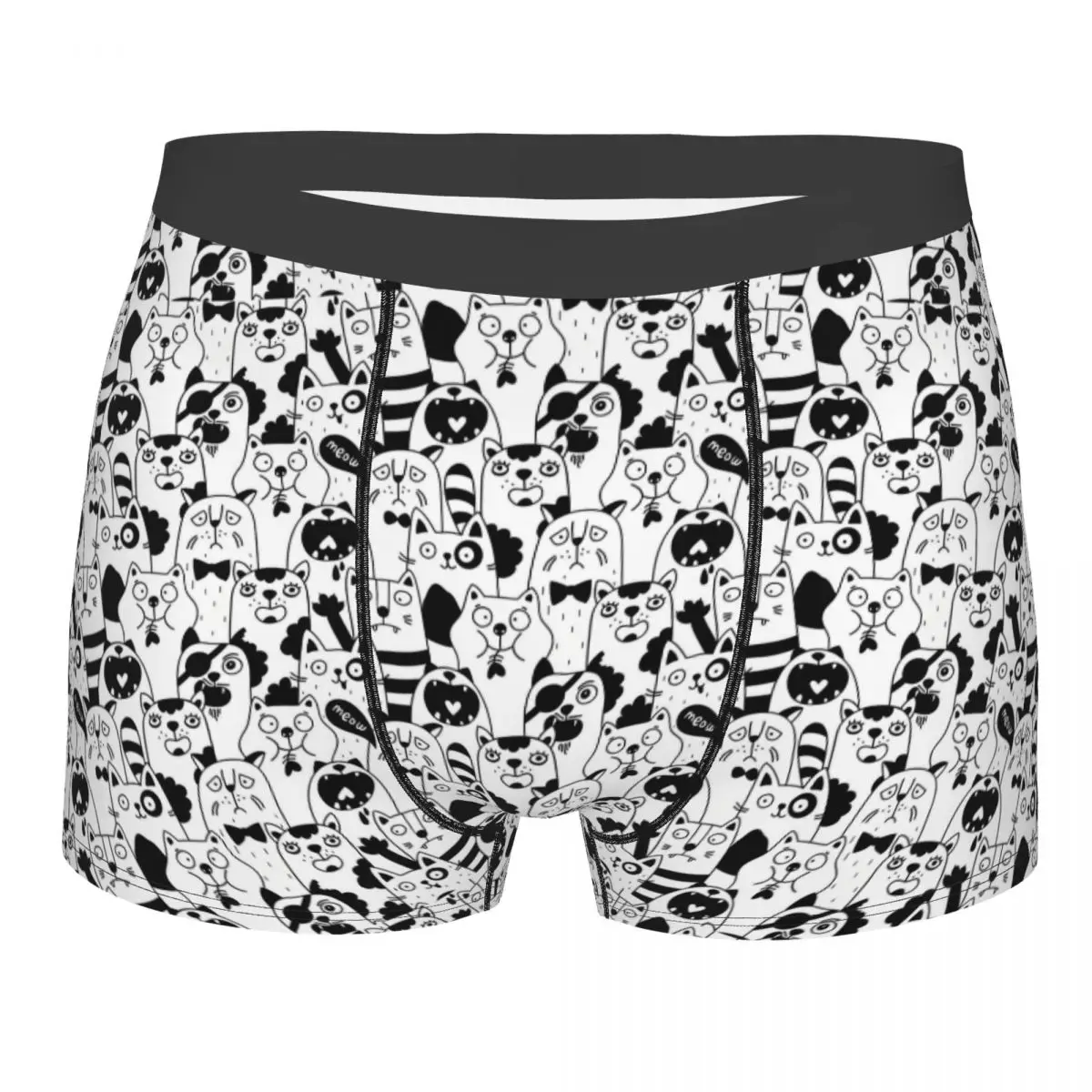 Custom Packed Wild Cats Black White Underwear Men Breathable Boxer Briefs Shorts Panties Soft Underpants For Homme