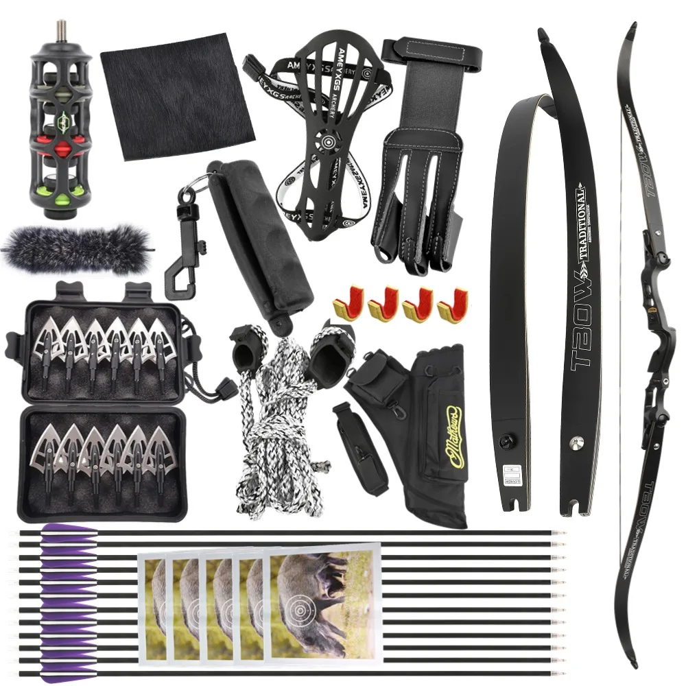 

Набор охотничьих изогнутых луков, 62-дюймовый лук из алюминиевого сплава, лук Takedown, 35 фунтов, стрельба из лука, охота, стрельба, практика, спорт на открытом воздухе