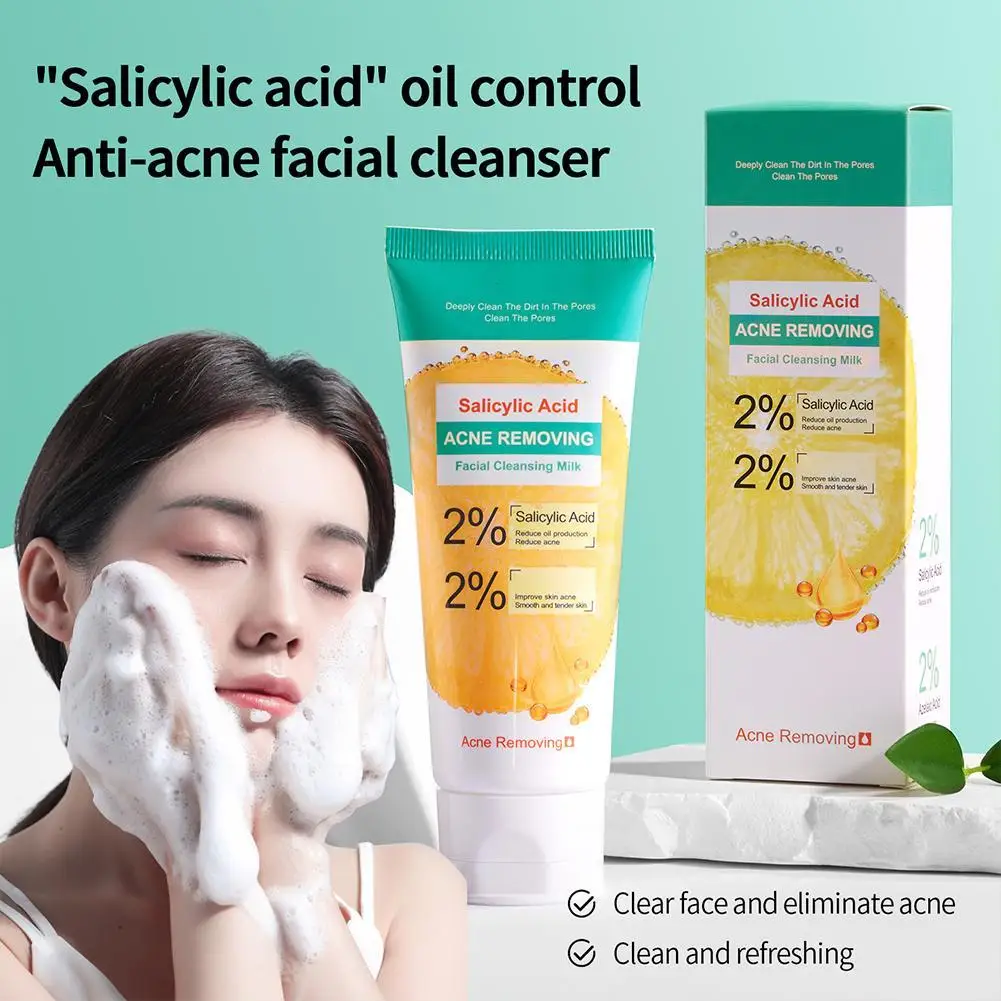 Acido salicilico detergente per l'acne controllo dell'olio rinfrescante rimuovere i punti neri brufoli restringere i pori idratare il detergente per la pulizia profonda