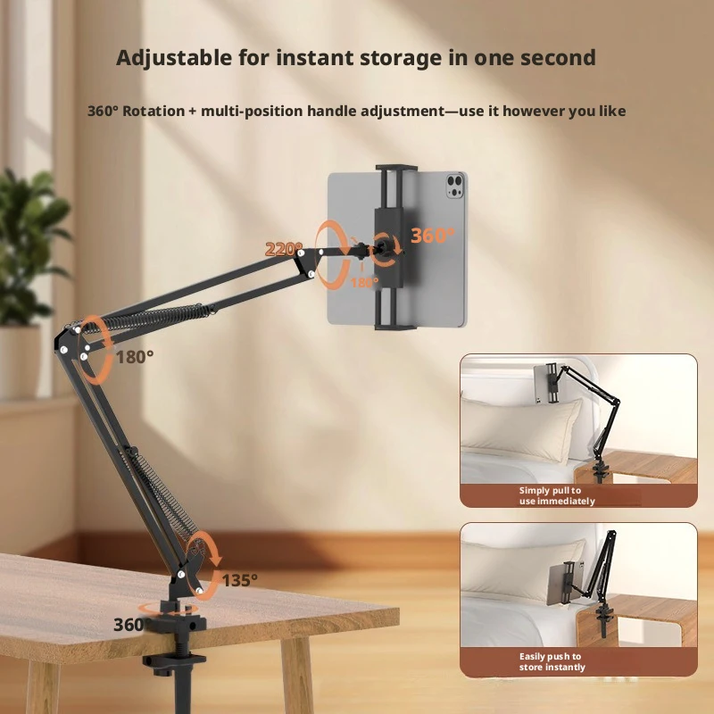 

Metal Universal Long Arm Phone Tablet Holder Adjustable Lazy Bedside Desktop Stand For Watching Video Office Support Bracket