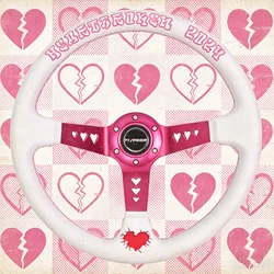 Tiypeor JDM Style 345mm White Leather Embroidery Steering Wheel for Sim Racing Gaming