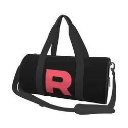 Letter R Team Rocket Logo Sports Bags Cool Anime Training Gym Bag with Shoes Handbags Couple Printed Portable Fitness Bag
