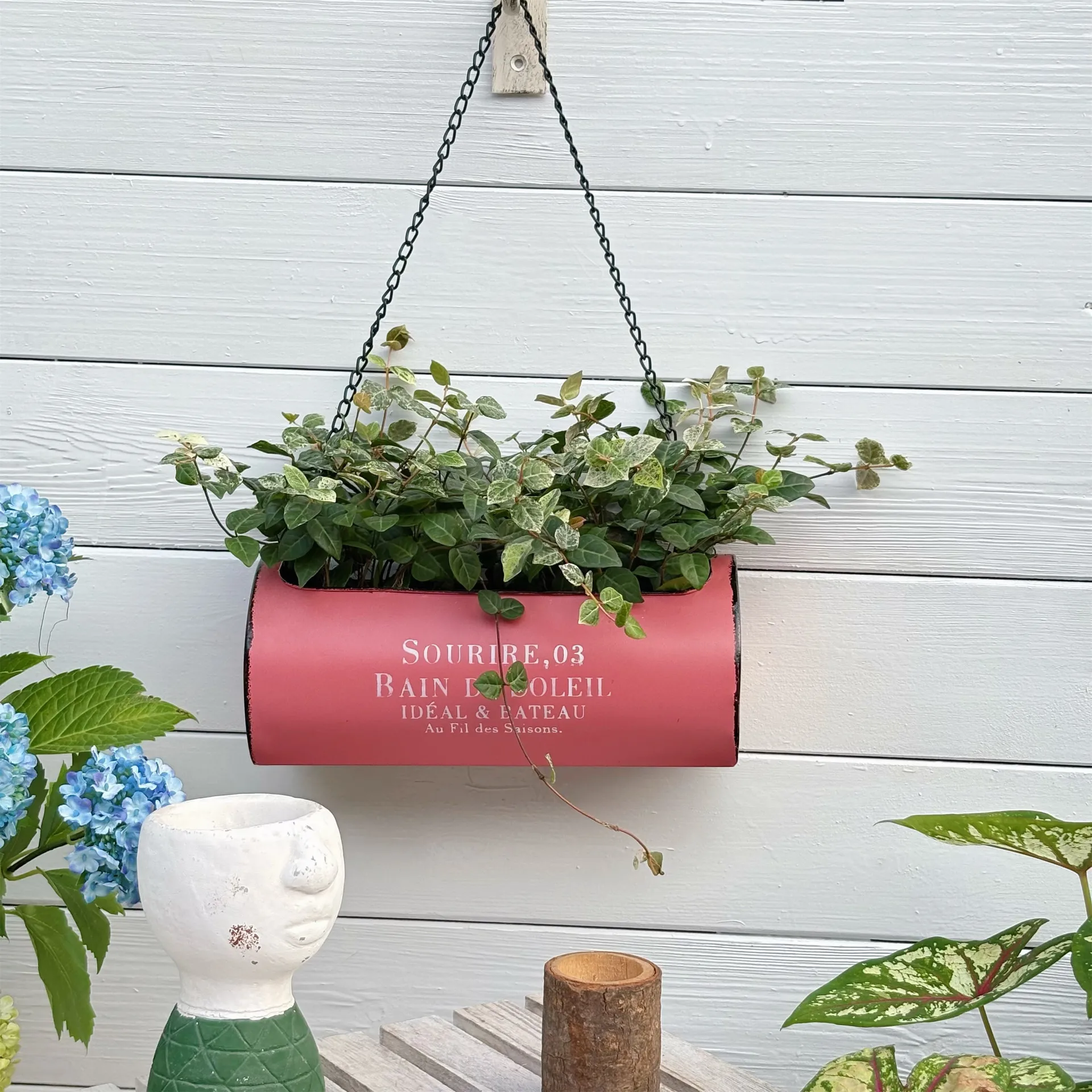Temu cross-border Japanese wrought iron chain bag flower pot hanging hanging garden balcony wall hanging characteristic
