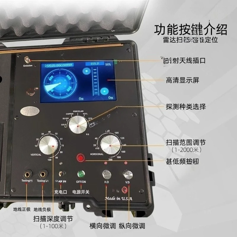 المهنية تحت الأرض للكشف عن المعادن الذهب حفار الكنز هنتر مكتشف مع شاشة الكريستال السائل ملف البحث مقاوم للماء