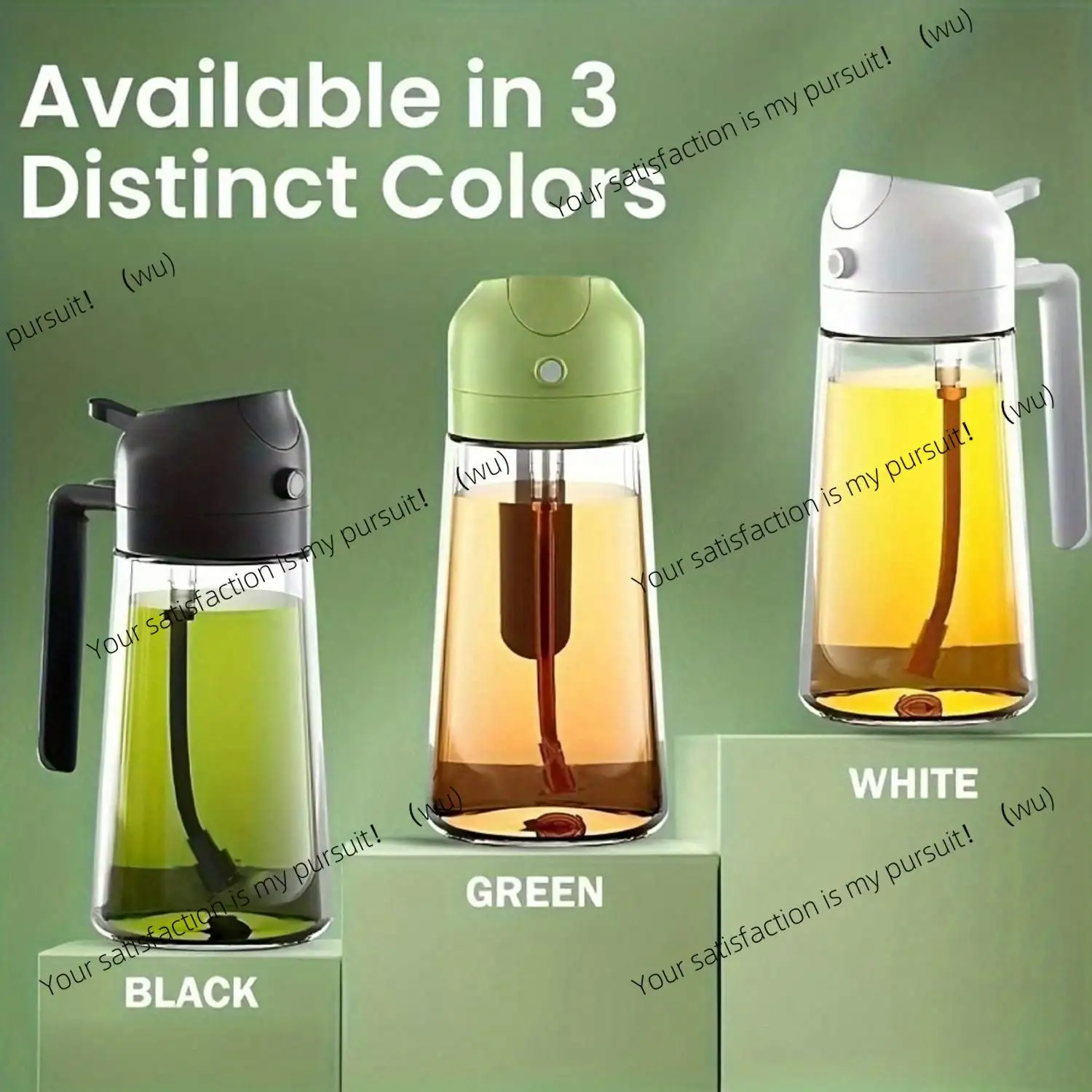 Glass oil dispenser and spray, 16oz/470ml, for cooking, air frying pan, barbecue, salad - kitchen oil spray | round glass bottle