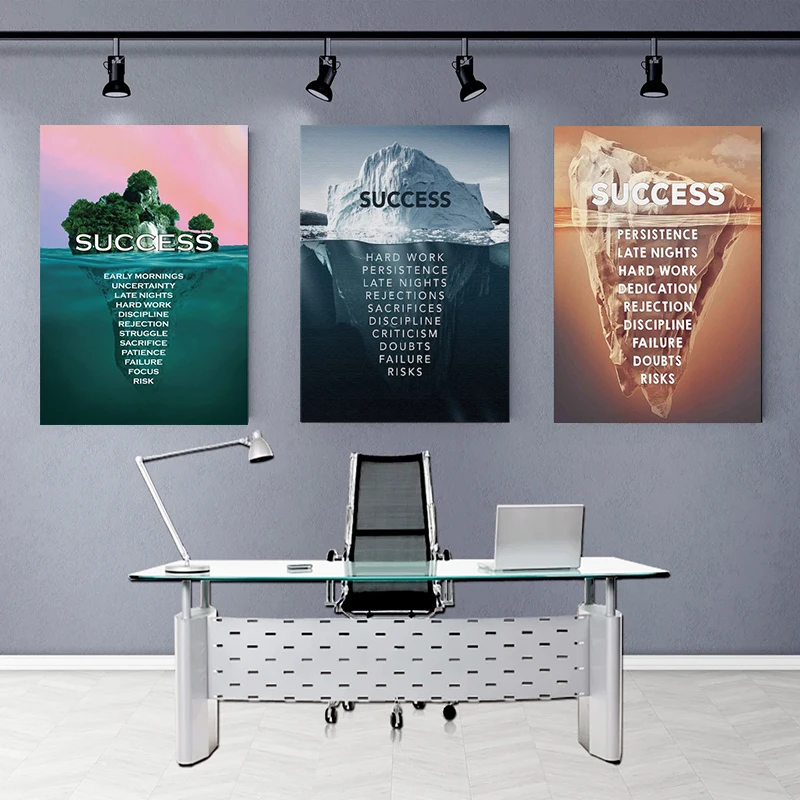 

Success Iceberg Motivational Canvas Painting Wall Decor Inspirational Quotes Poster and Prints Sucess Wall Art Office Room Decor