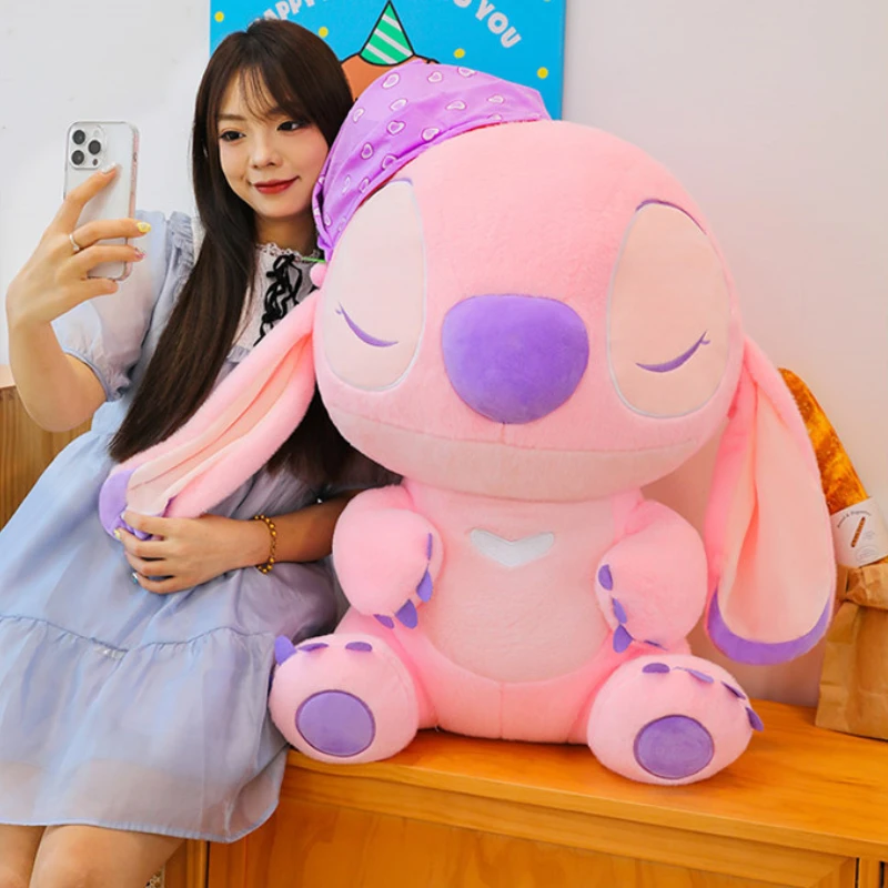 80cm Large Big Size Disney Stitch Sleeping Cute Anime Plush Stuffed Doll Room Plushies Pillow Ornaments Children's Holiday Gifts