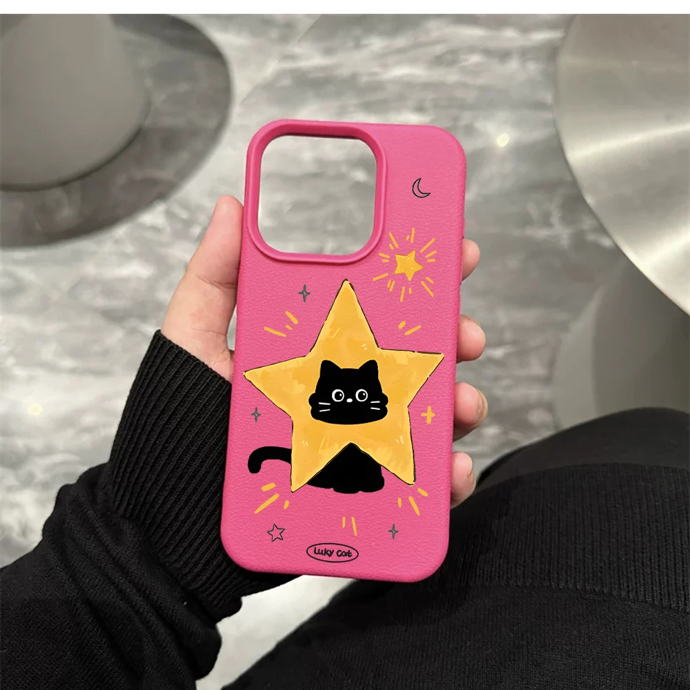 Star Black Cat Handyhülle für iPhone 17 16 15 14 13 12 11 Pro Max 16 15 14 Plus 17 16 15 14 13 12 Pro 17Air Silikon Matte Hülle – Detail 11