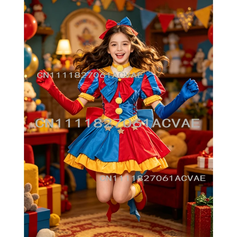 Advanced Customization Cartoon Amazing Cosplay Costume Ragatha Digital Circus for Girls Lolita Dress Halloween Pamny Clown Pomni