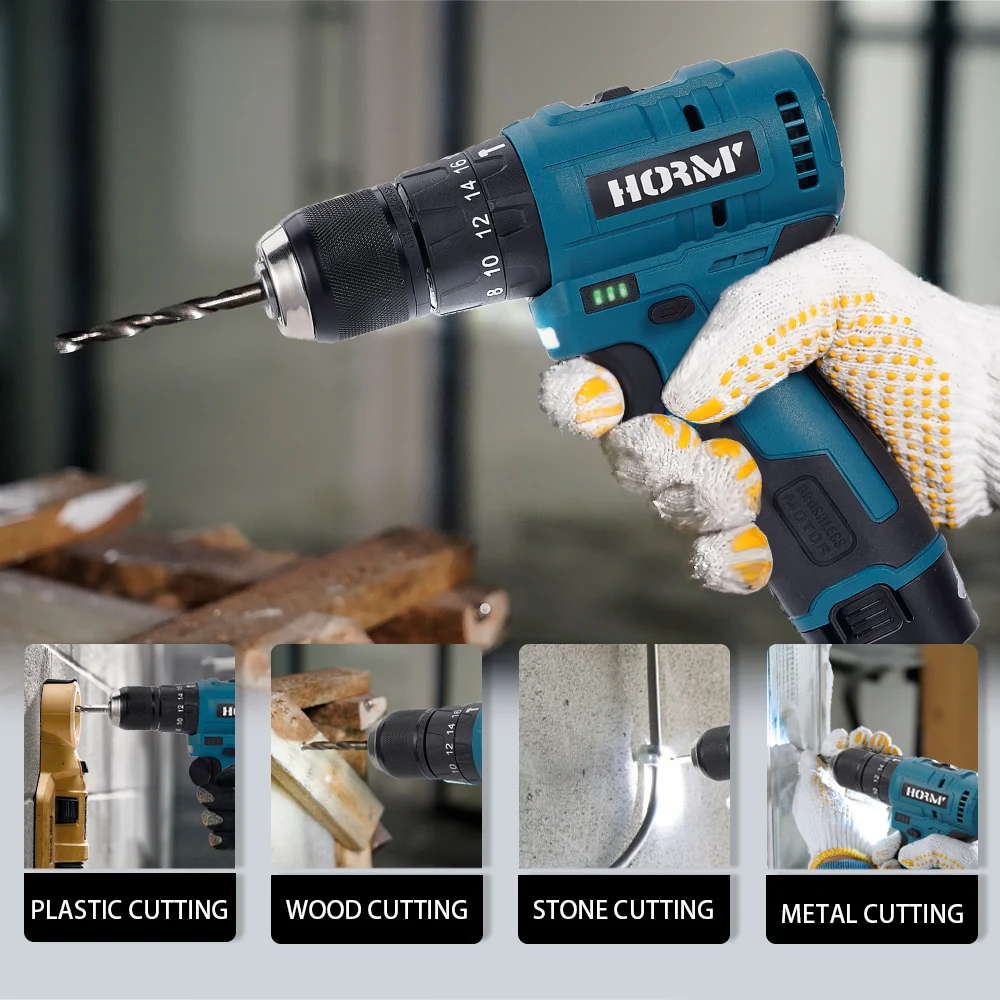

Бесщеточная электрическая дрель Hormy 12 В 35 Нм, аккумуляторная сверхмощная аккумуляторная отвертка, многофункциональная бытовая электрическая отвертка