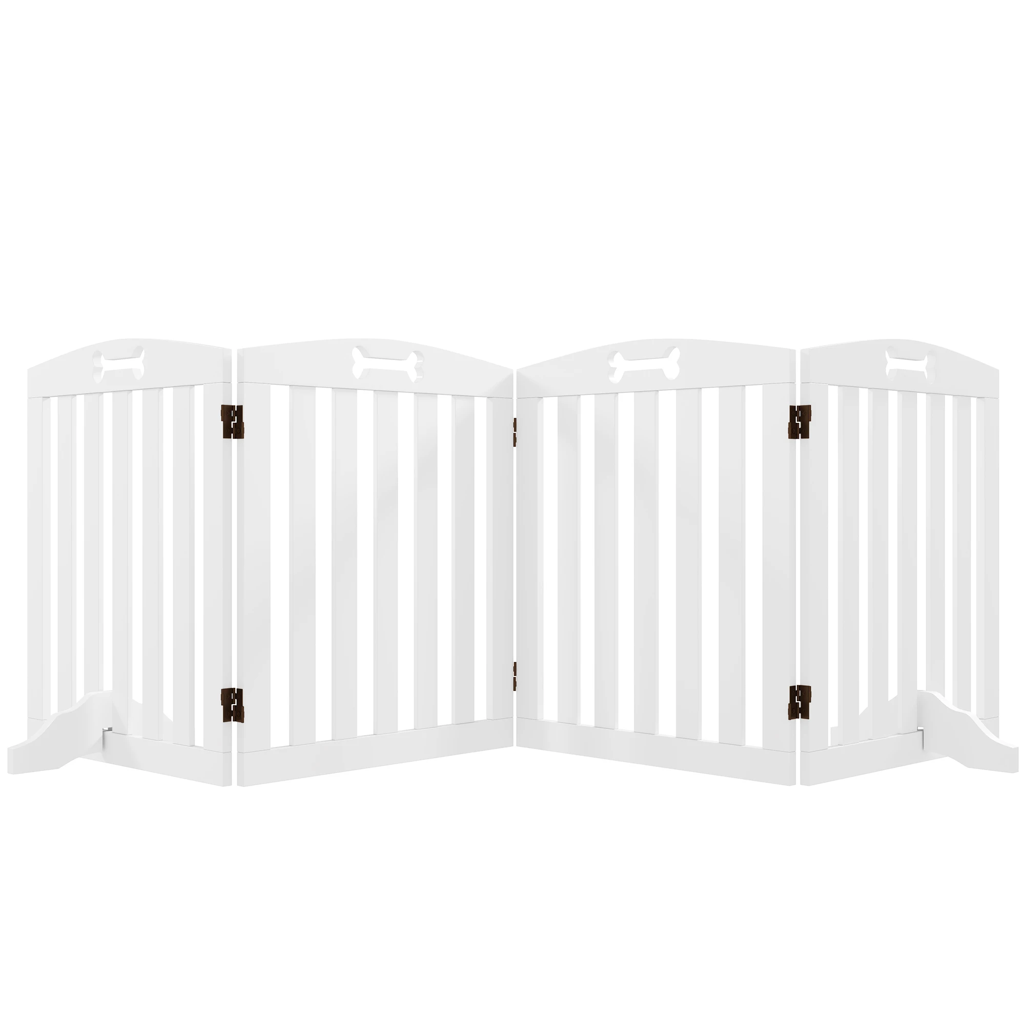 Barrera de Seguridad para Perros PawHut, Plegable, con Soporte, 4 Paneles, 30x61 cm, Blanco