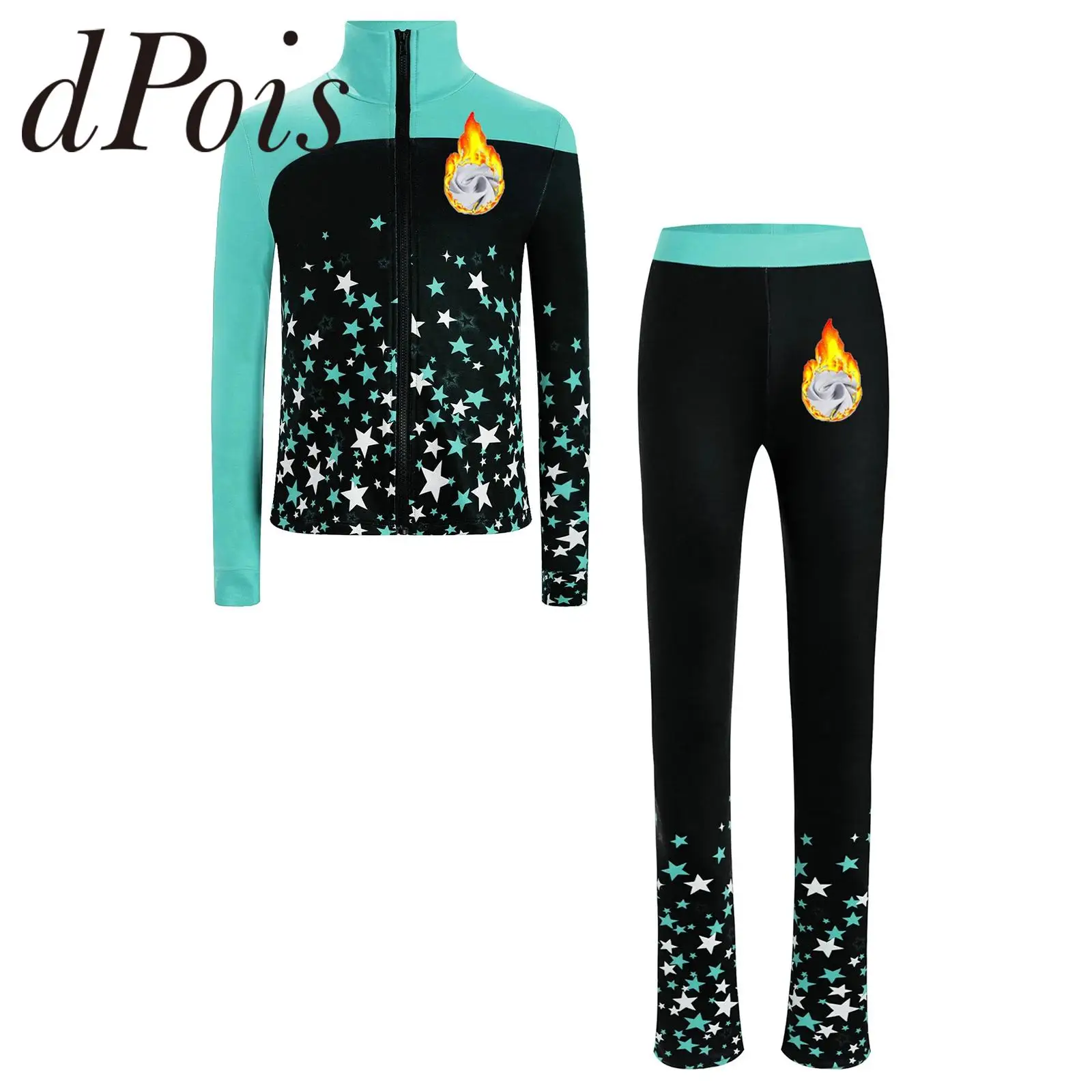

Girls Sports Figure Skating Outfit Kids Sweatshirt + Leggings Teens Clothes Set Children's Tracksuit Gymnastics Athletic Sets