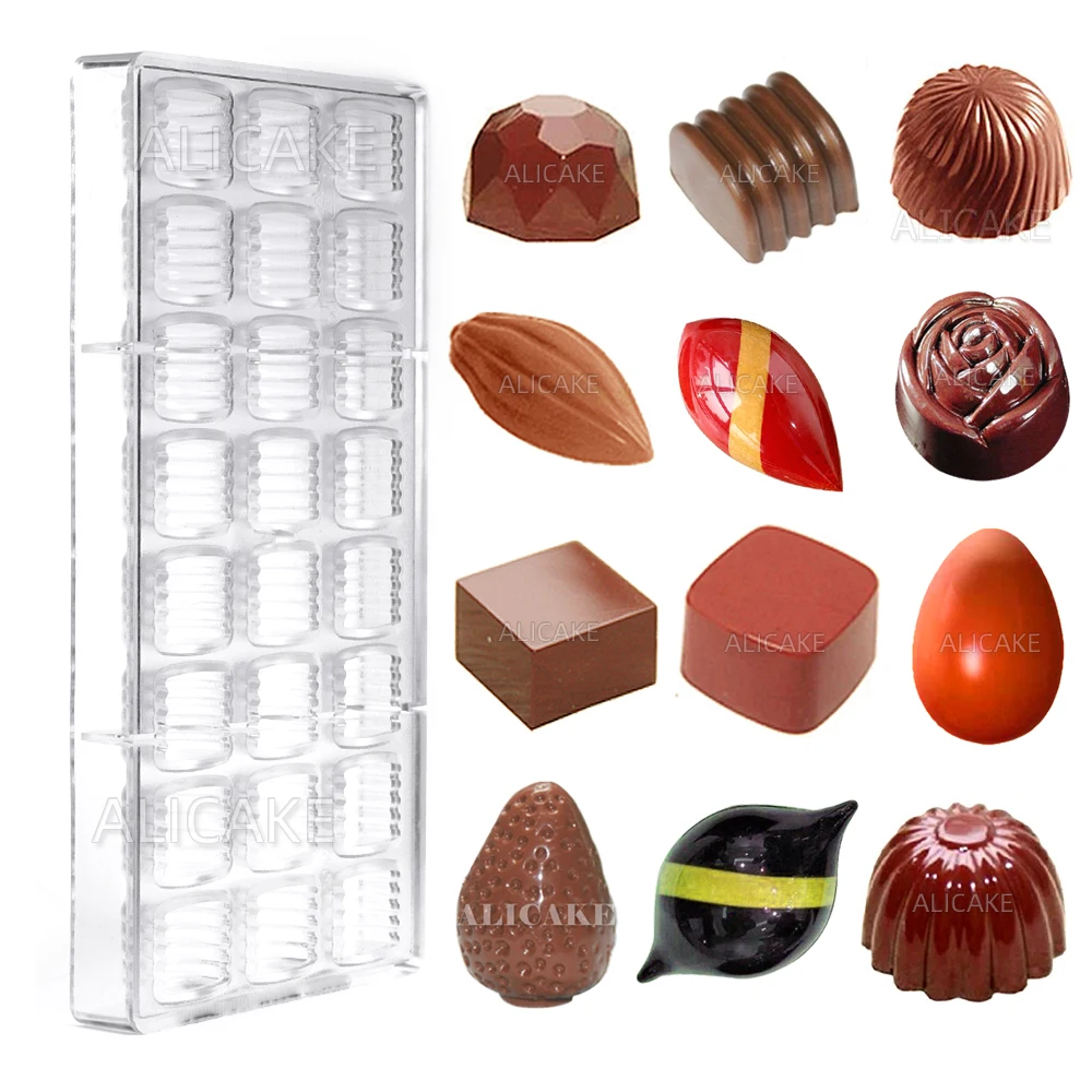 14 Styles Polycarbonate Chocolate Mold Candy Bonbons Mould Confectionery Bakery Baking Pastry Tools