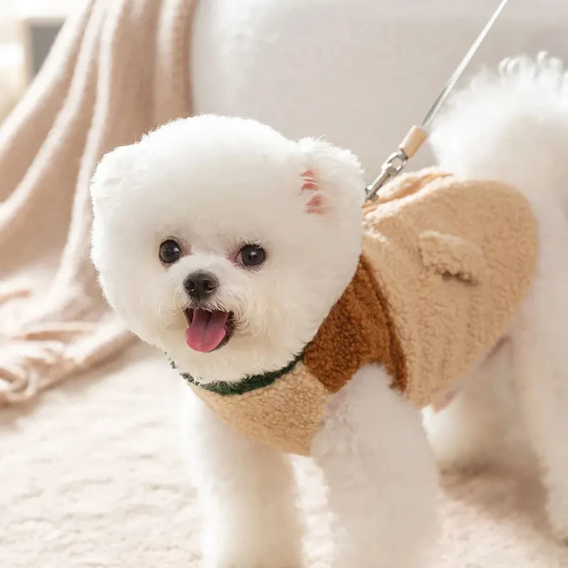 Brown Pet Jacket Autumn and Winter Dog Two Legged Cardigan Puppy Warm Clothing Teddy Fashion Clothes Pet Coat S-XL