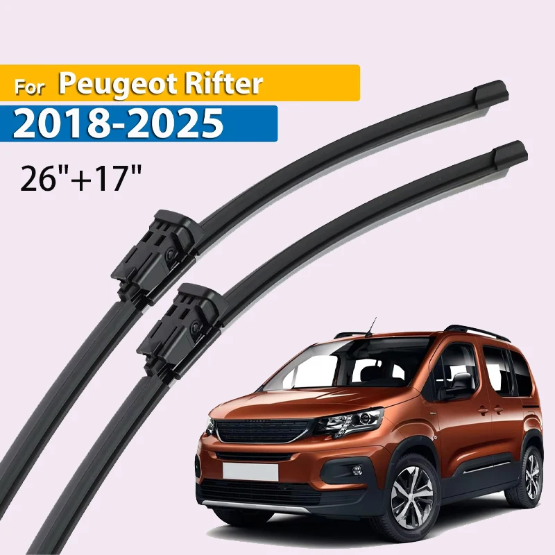 

Wiper Front Wiper Blades For Peugeot Rifter 2018 - 2025 Windshield Windscreen Clean Window Car Rain Brushes 26"+17"
