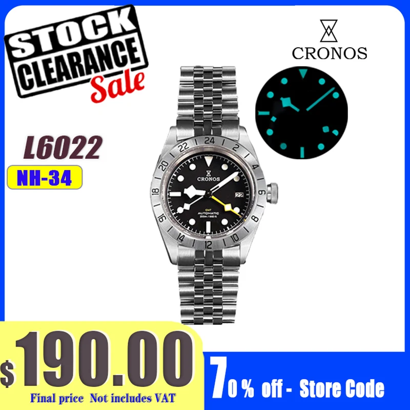 Tropic Strap Vintage - Cronos Vintage GMT 39mm NH34 Orologio