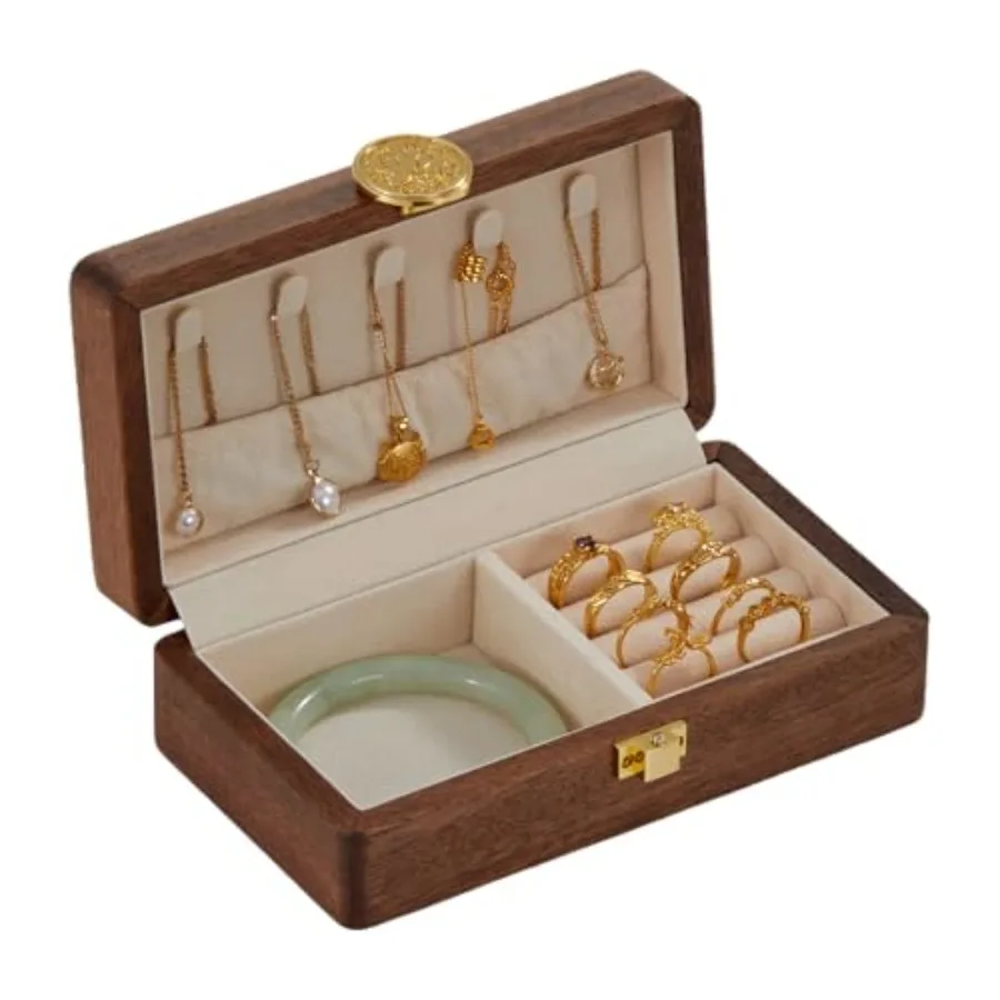 

Travel Jewelry Case Wood Small Jewelry Box for Women Wood Jewelry Organizer Storage Holder For Earrings Rings Necklaces Velvet