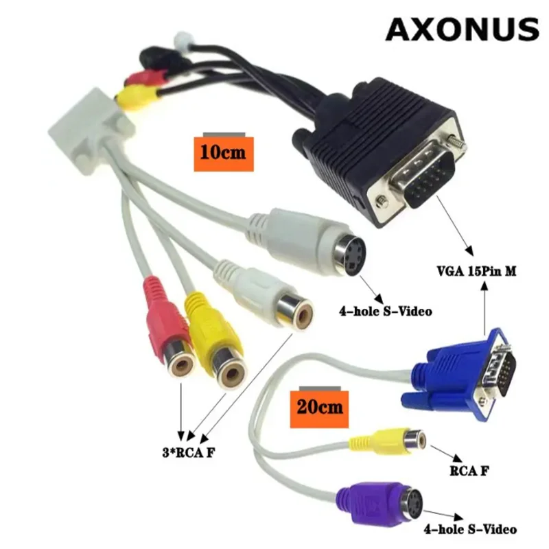 VGA To AV Conversion Cable VGA To S Terminal 4-Hole S-Video Adapter Cable 3RCA Lotus Audio And Video Three Color Cable